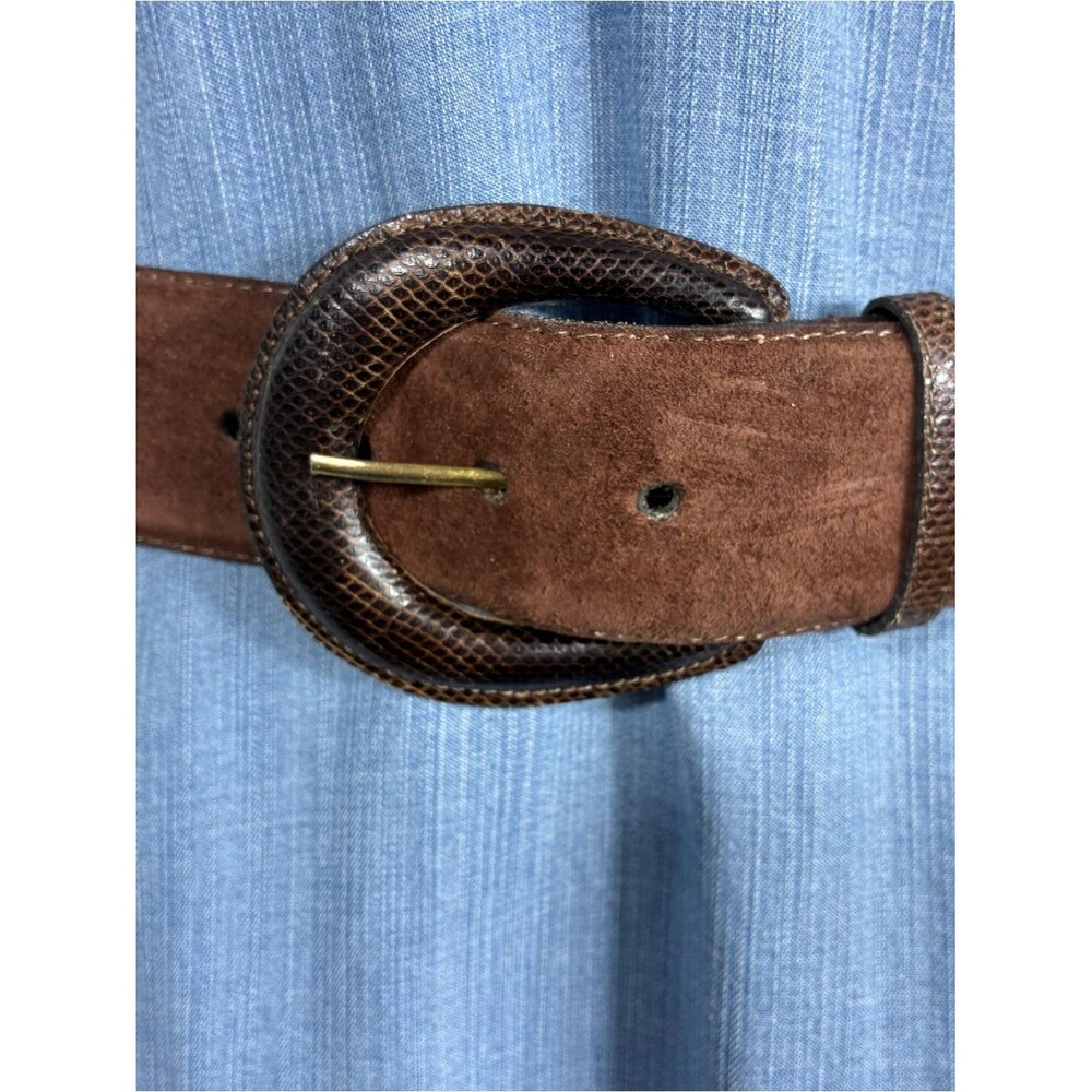 Torino Womens belt Sz M genuine suede chocolate brown made in USA